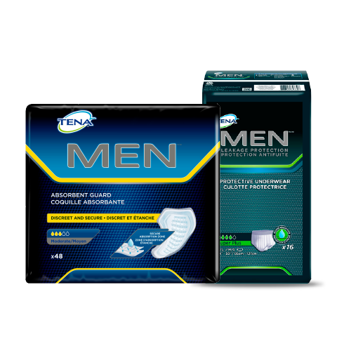 An image showing TENA Men Absorbent Protector Level 2 & TENA Men Active Fit Pants
